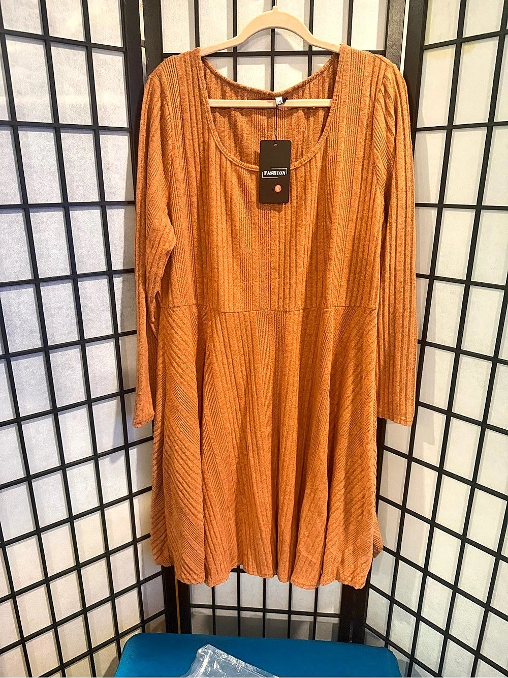 FASHION Ribbed Midi Dress in Orange Size 3XL NWT (G2)